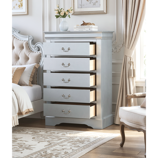 Sunvega Platinum 5-Drawer Chest with Metal Handles for Generous Storage
