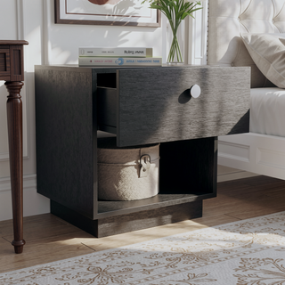 Sunvega White Finish One Drawer Nightstand with Shelf for Bedroom Decor