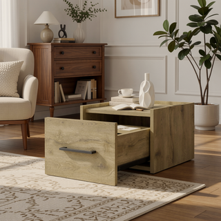 Sunvega Wall-Mounted Nightstand with Sleek Single Drawer and Spacious Top Shelf