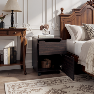 Sunvega Compact Modern Nightstand with Spacious Drawer and Sturdy Legs