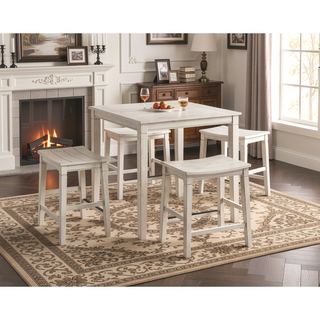 Sunvega Farmhouse 5-Pack Counter Dining Set with Plank Effect Top and Shaped Seat