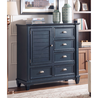 Sunvega Transitional Slate Blue Armoire with Nickel Knobs and Ball Bearing Glides