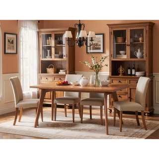 Sunvega Natural Dining Table with Wooden Legs for Stable and Durable Use