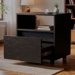 Sunvega White 1-Drawer Nightstand with Smooth Rolling Casters and Spacious Top Surface