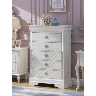 Sunvega Sophisticated Silver Champagne Transitional Nightstand with Two Drawers for Storage