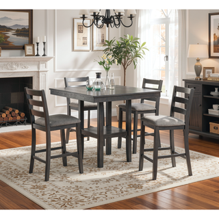 Sunvega Counter Height Dining Set with Shelve Base Table and Ladder Back Chairs