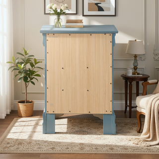 Sunvega Traditional Teal Bedroom Nightstand with Three Drawers for Storage