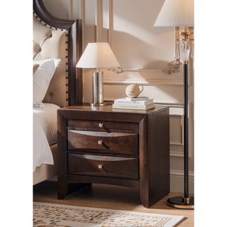 Sunvega Contemporary 2 Drawer Nightstand End Table with Jewelry Tray in Brown Finish