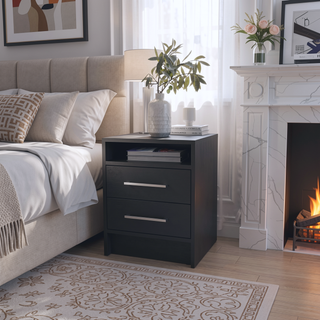 Sunvega Modern Bedroom Nightstand with Spacious Drawers and Open Shelf