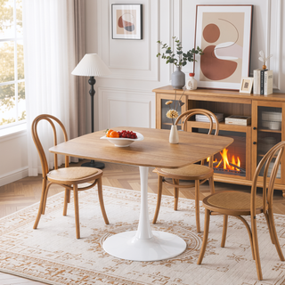 Sunvega Mid-Century Modern Tulip Dining Table with Sturdy Metal Base for 4-6 Person