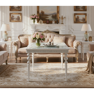 Sunvega Extendable Dining Table with Removable Leaf and Sparkling Rhinestone Inlays