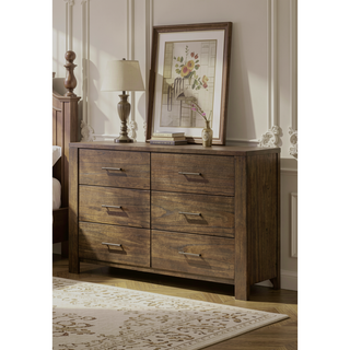 Sunvega Elegant Oak Nightstand with Two Spacious Drawers and Antique Brass Handles