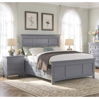 Sunvega Transitional Style Solid Wood Nightstand with Round Knobs and 3 Drawers
