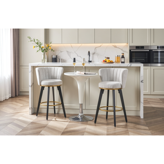 Sunvega 360 Swivel Counter Stools Set of 2 with Upholstered Backs and Goldy Footrest