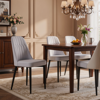 Sunvega Modern PU Leather Dining Chairs with Thick Soft Cushions and Black Metal Legs