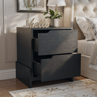 Sunvega Luss Nightstand with Two Spacious Drawers and Sleek Modern Design