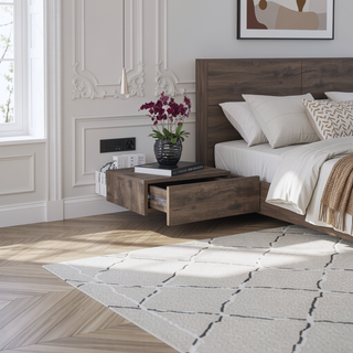 Sunvega Wall-Mounted Nightstand with Drawer for Bedroom and Living Room