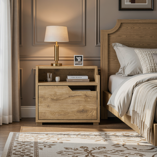 Sunvega Floating Nightstand with Single Drawer and Sleek Two-Tiered Shelf Surfaces for Bedroom