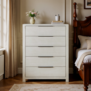 Sunvega Modern Transitional Beige Finish Nightstand with Three Wooden Drawers
