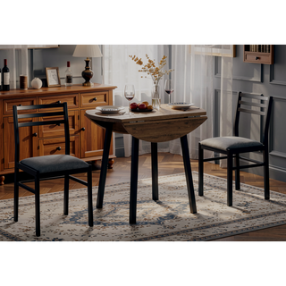 Sunvega 3-Piece Drop Leaf Dining Table Set with 2 Padded Chairs for Small Kitchen