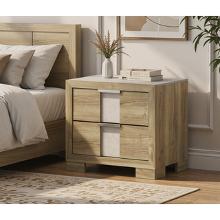 Sunvega Contemporary Driftwood Finish Wooden Nightstand with Three Drawers