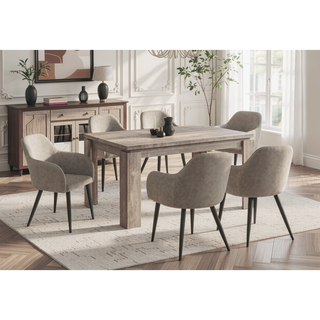 Sunvega Reclaimed Wood Look Taupe Dining Table with Block-Style Legs for Large Gatherings