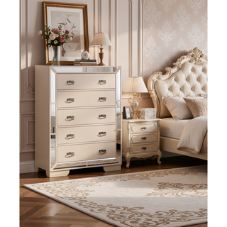 Sunvega Elegant Pearl-Finished Durable Storage Chest with Soft Edges for Modern Decor