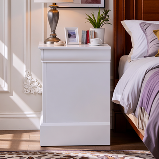 Sunvega Black Nightstand with Two Dovetail Drawers and Metal Handles