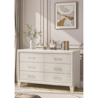 Sunvega Contemporary White Beige Finish Wooden Nightstand with Two Drawers