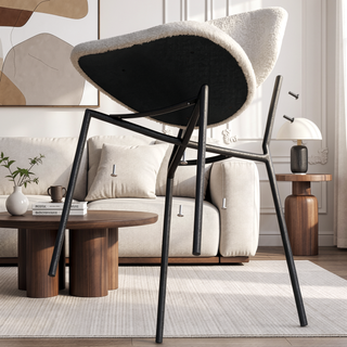 Sunvega Set of 4 Mid-Century Modern Upholstered Dining Chairs with Curved Backrest