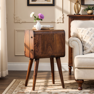 Sunvega Grey Washed Solid Mango Wood Nightstand with 2 Drawers and Nordic Legs