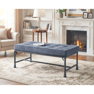 Sunvega Brantley Gray Velvet Upholstered Bench with Memory Foam Cushion