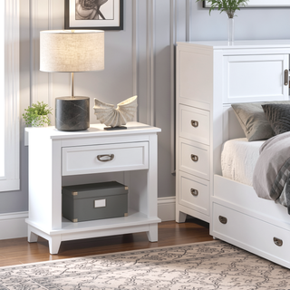 Sunvega Navy Blue Finish Nightstand with Storage Drawer and Lower Shelf