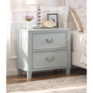 Sunvega White Transitional 2-Drawer Nightstand with Chrome Hanging Pulls