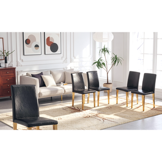 Sunvega Black Leather Chairs with Chrome Legs for Modern Minimalist Home Dining Set