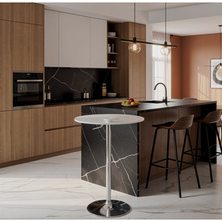 Sunvega Adjustable Contemporary Bar Table with Acrylic Top and Chrome Base