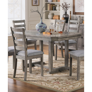 Sunvega Gray Fabric Upholstered Dining Bench with Wire-Brushed Finish