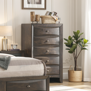 Sunvega Cherry Solid Wood Contemporary Nightstand with 2-Drawers and Nickel Knob Pulls
