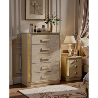 Sunvega Gold and Copper Chest with LED Light Accent and Five Spacious Drawers