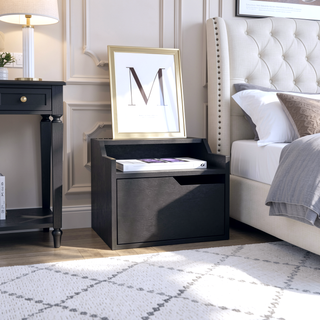 Sunvega Floating Nightstand with Single Drawer and Sleek Two-Tiered Shelf Surfaces for Bedroom