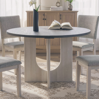 Sunvega Transitional Natural Tone Rubberwood Dining Table with Trestle Base