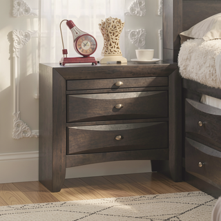 Sunvega Cherry Solid Wood Contemporary Nightstand with 2-Drawers and Nickel Knob Pulls