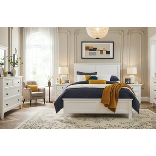 Sunvega White Finish Transitional Style Wooden Nightstand with 2 Dovetail Drawers