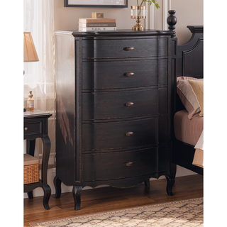 Sunvega Antique Taupe Finish 5-Drawer Chest with Felt-Lined Top and Cabriole Legs