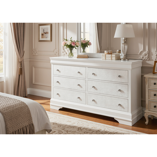 Sunvega Crystal Embellished Contemporary Dresser with Textured Crocodile Drawers