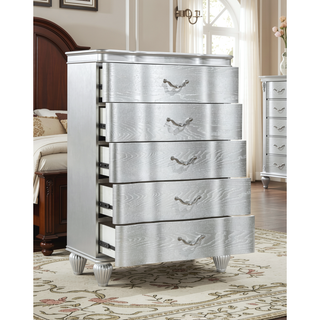 Sunvega Silver Landmark Traditional Style 5-Drawer Chest With Metal Pulls