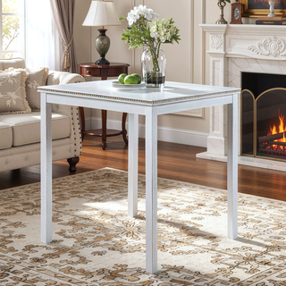 Sunvega Modern Square Dining Table with Crystal Embellishments for Kitchen and Small Space