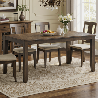 Sunvega Walnut Finish Round Drop Leaf Dining Table for Small Kitchen