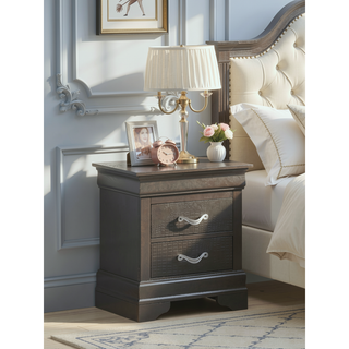 Sunvega Silver Champagne Nightstand with Two Spacious Drawers for Bedroom