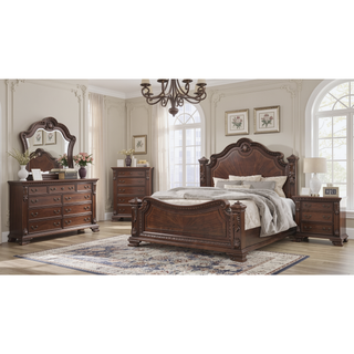 Sunvega Traditional Style 3-Drawer Wood Night Stand With Metal Pulls For Bedroom